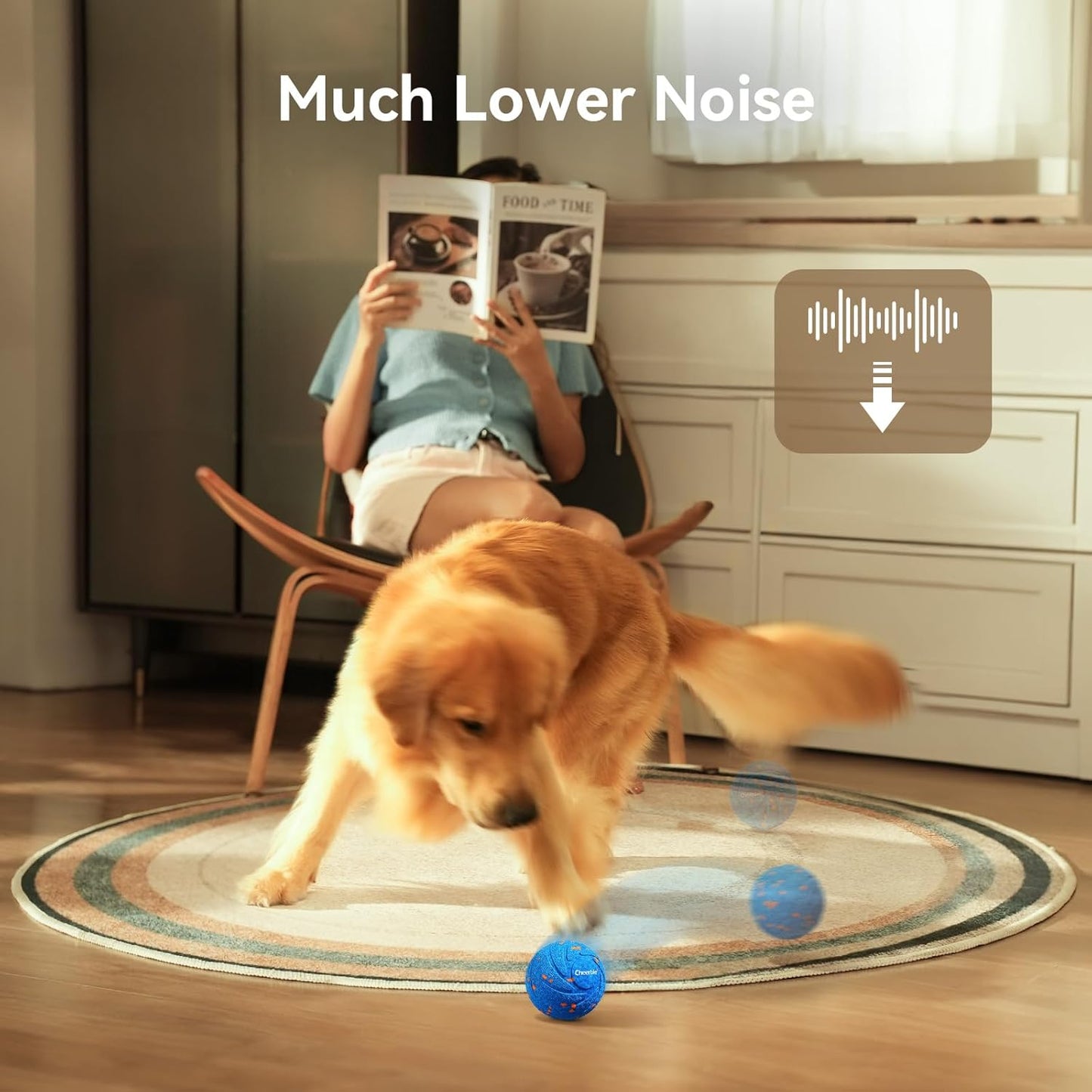 Interactive Dog Ball Toy - Wicked Ball AIR, Automatic Bouncing, Moving, Rotating Dog Toy, Active Rolling Balls for Medium & Large Dogs, E-TPU Material, IPX7 Waterproof, Rechargeable - Blue
