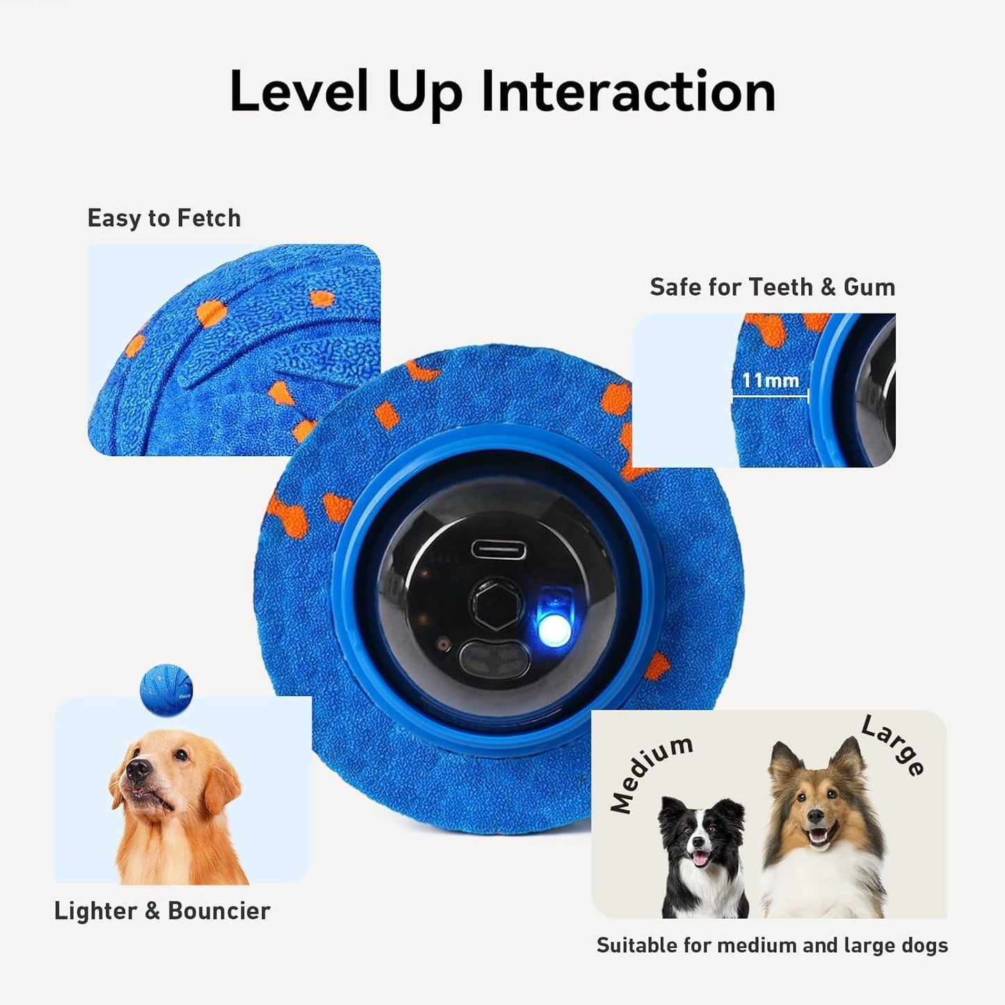 Interactive Dog Ball Toy - Wicked Ball AIR, Automatic Bouncing, Moving, Rotating Dog Toy, Active Rolling Balls for Medium & Large Dogs, E-TPU Material, IPX7 Waterproof, Rechargeable - Blue