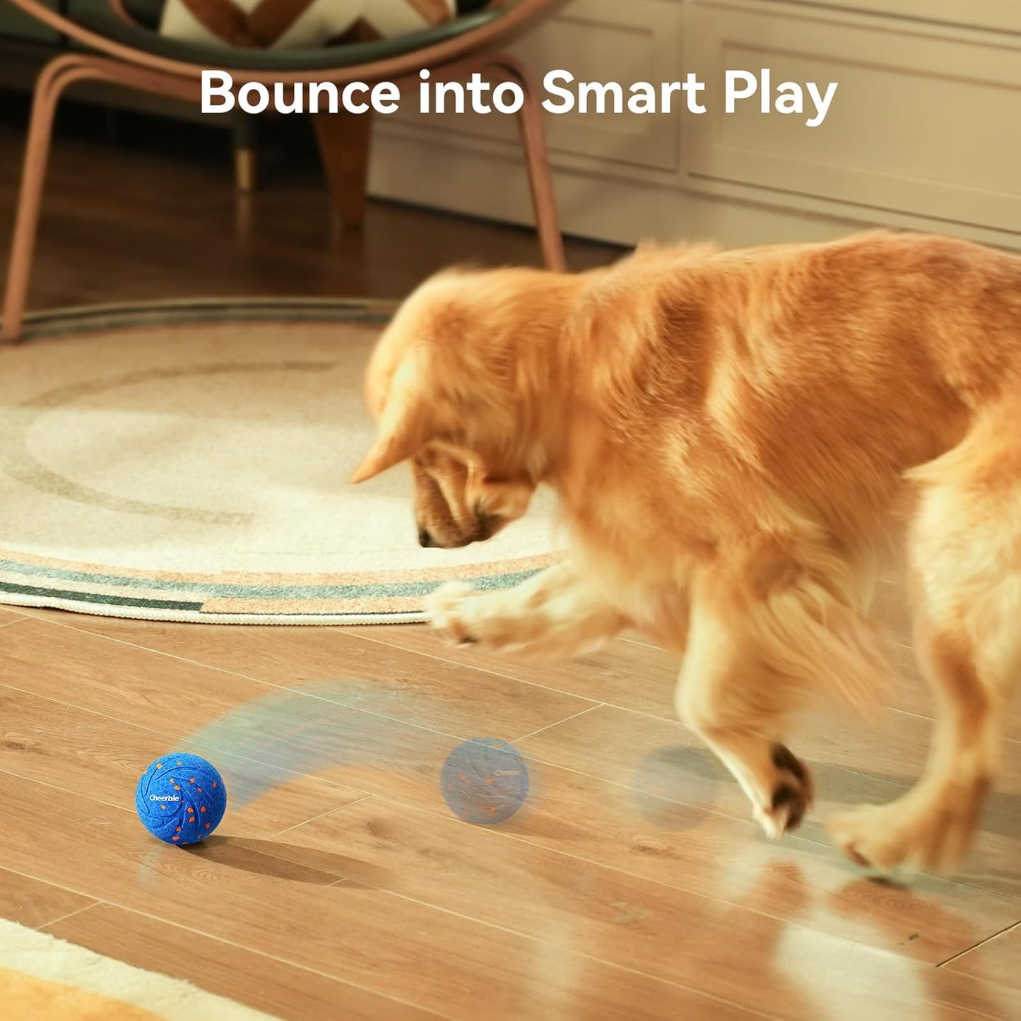Interactive Dog Ball Toy - Wicked Ball AIR, Automatic Bouncing, Moving, Rotating Dog Toy, Active Rolling Balls for Medium & Large Dogs, E-TPU Material, IPX7 Waterproof, Rechargeable - Blue