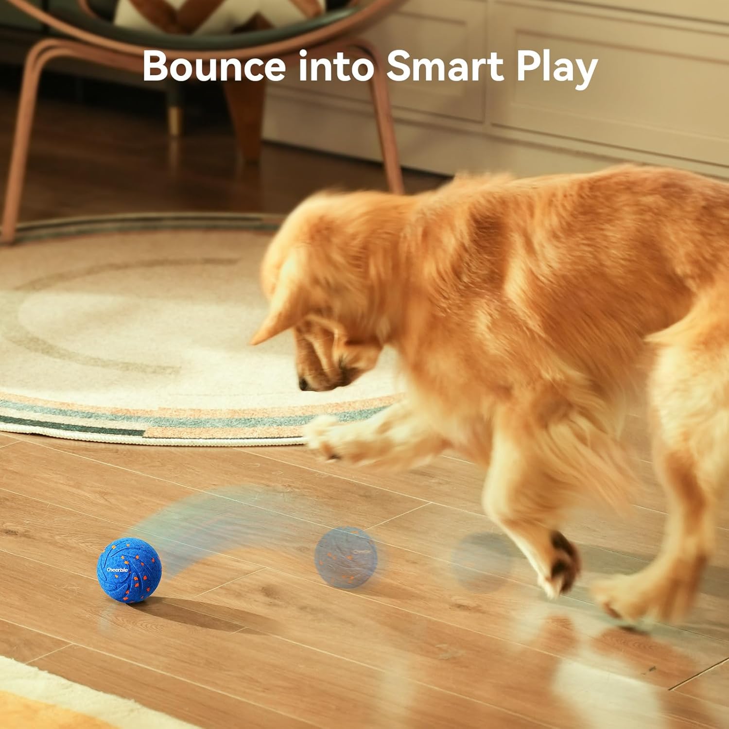 Interactive Dog Ball Toy - Wicked Ball AIR, Automatic Bouncing, Moving, Rotating Dog Toy, Active Rolling Balls for Medium & Large Dogs, E-TPU Material, IPX7 Waterproof, Rechargeable - Blue