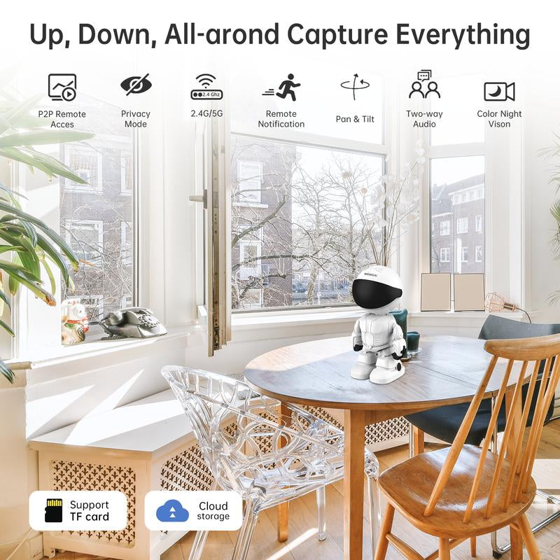WESECUU 2K Home Security Camera, Supporting 5G & 2.4Gzh Wifi. It Has 10M Motion Detection, Auto Tracking, 2-Way Features AI Detection, Alarm Function