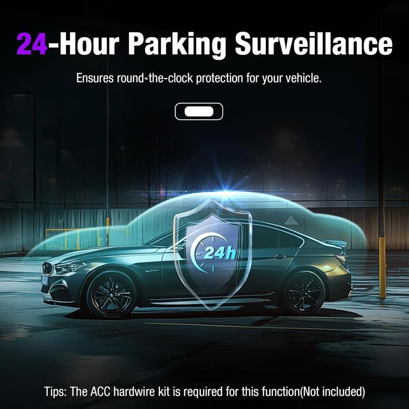 3 Channel 4K Dash Cam with 5Ghz Wifi & APP Control, 4K/2.5K+1080P+1080P Front inside and Rear, Triple Dashcam with 64GB Card, G-Sensor, 24 Hours Parking Mode, Loop Recording, Night Vision Monitor Camera,Car Gift for Dad