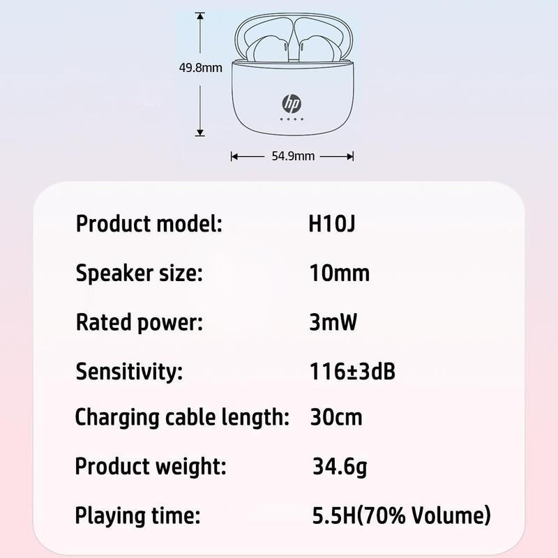 HP Wireless Earphones, In-Ear Design High Quality Headphones, Wireless Waterproof Earbuds Bass, Electronic IPX4 Waterproof Sports Headphones, USB C Charging Ear Buds, Noise Cancelling Headphones, Audio
