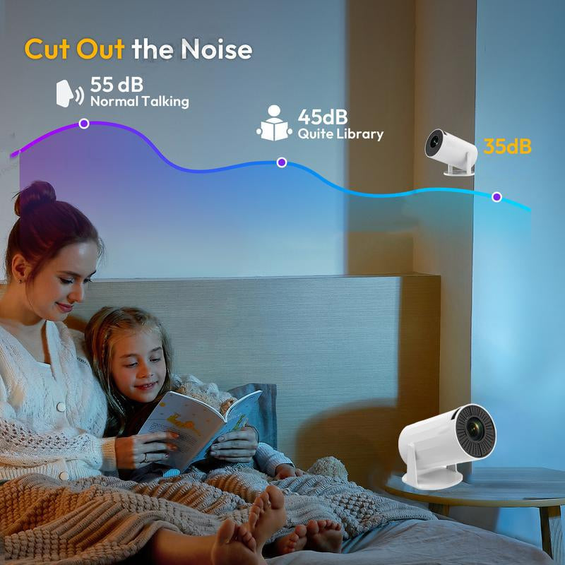 [Father'S Day] Nerunsa 2025 New Mini Projector, Portable 4K 1080P Full HD, Smart 5G Wifi 6 BT 5.0, Auto Level Correction, 180° Rotatable Outdoor Projector for Mobile Phone/Tv Stick/Laptop.