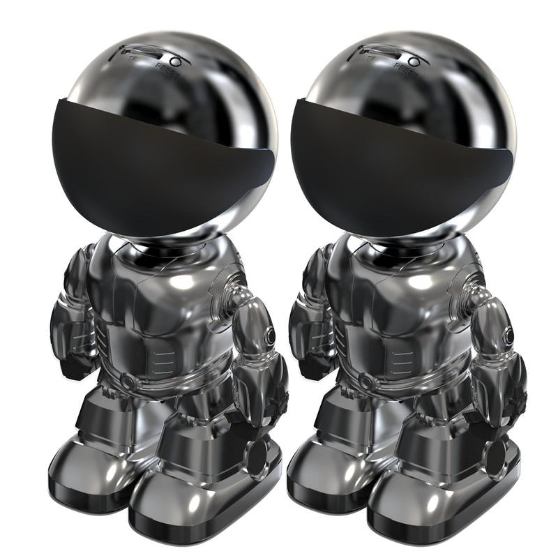 Silver Robot Smart Camera for Indoor Security with 10M Motion Detection HD, Auto Body Tracking, Night Vision, and Mobile Remote Access