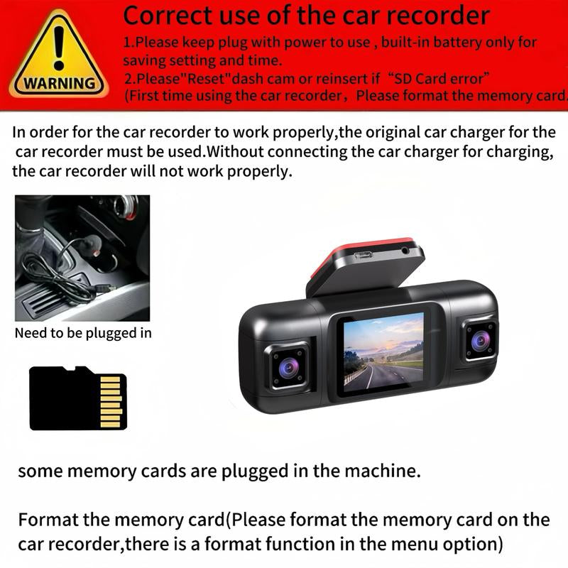 4 Lens HD Dash Cam with 64GB High-Speed Memory Card, 1 Count 1080P Full HD Car DVR with Gravity Sensor, Auto Loop Recording, Ideal for Car Travel Security