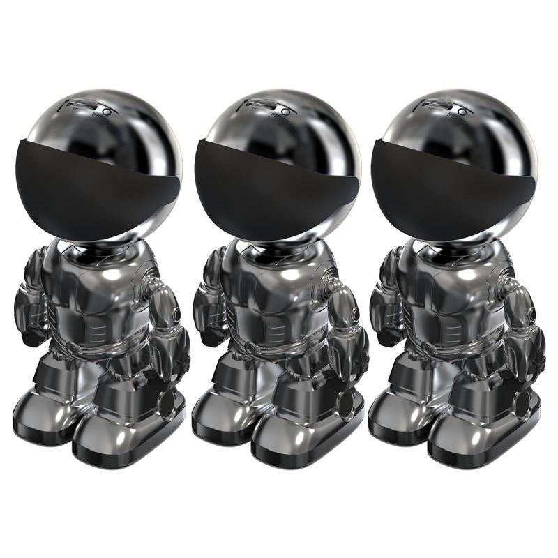 Silver Robot Smart Camera for Indoor Security with 10M Motion Detection HD, Auto Body Tracking, Night Vision, and Mobile Remote Access