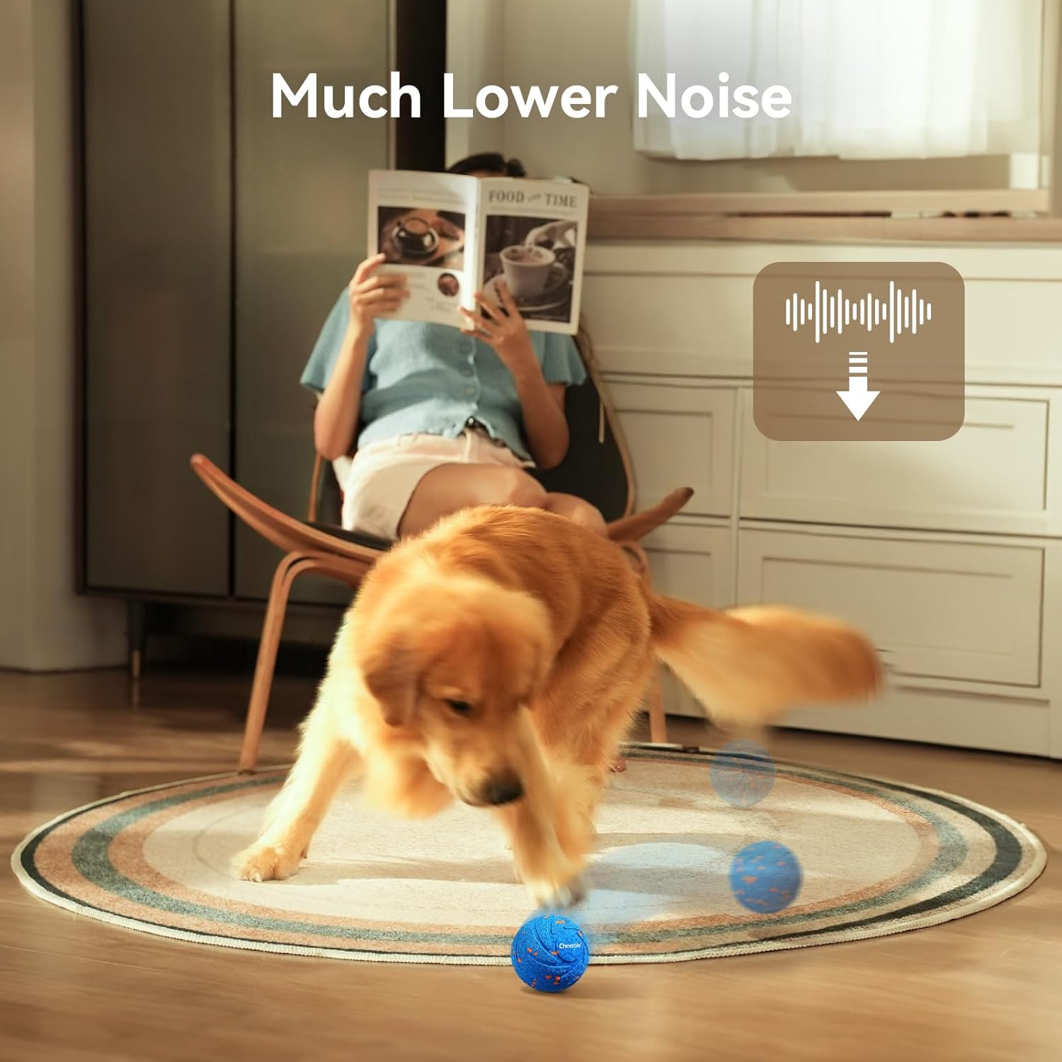 Interactive Dog Ball Toy - Wicked Ball AIR, Automatic Bouncing, Moving, Rotating Dog Toy, Active Rolling Balls for Medium & Large Dogs, E-TPU Material, IPX7 Waterproof, Rechargeable - Blue