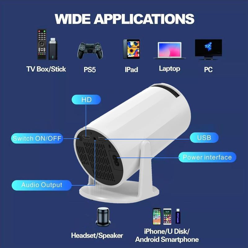 [Father'S Day] Nerunsa 2025 New Mini Projector, Portable 4K 1080P Full HD, Smart 5G Wifi 6 BT 5.0, Auto Level Correction, 180° Rotatable Outdoor Projector for Mobile Phone/Tv Stick/Laptop.